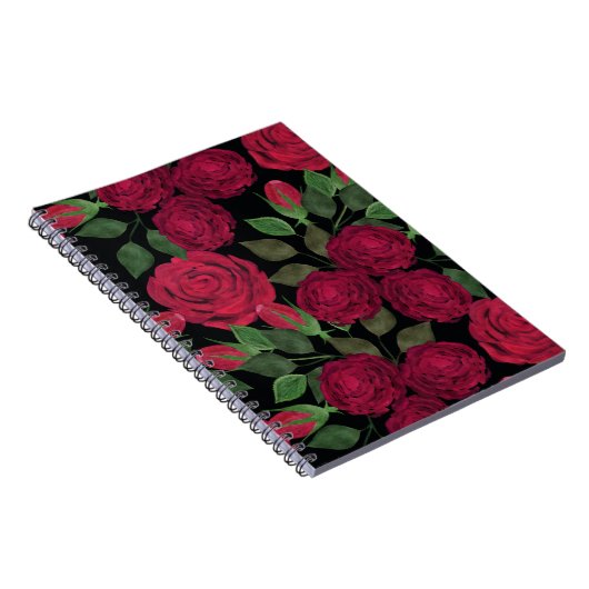 Rote Rosen auf schwarz. Notizblock (Rechte Seite)