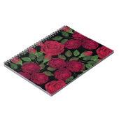 Rote Rosen auf schwarz. Notizblock (Linke Seite)