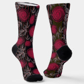 Rote Rosen auf schwarz. Socken (Gewinkelt)