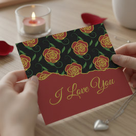 Rote Rosen auf schwarzer Liebes Valentinstagskarte