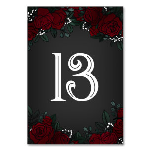 Rote Rosen Baby-Atem Dunkle Romantik-Hochzeit Tischnummer