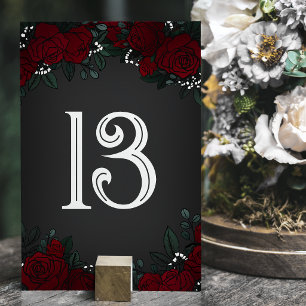 Rote Rosen Baby-Atem Dunkle Romantik-Hochzeit Tischnummer