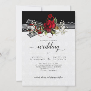 Rote Rosen Babyatem-Kalligrafie-Hochzeit Ankündigung