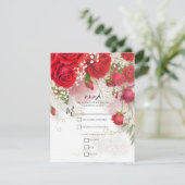 Rote Rosen & Babys Atem Elegante Blumen-R.S.V.P. Einladung (Stehend Vorderseite)