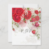 Rote Rosen & Babys Atem Elegante Blumen-R.S.V.P. Einladung (Rückseite)