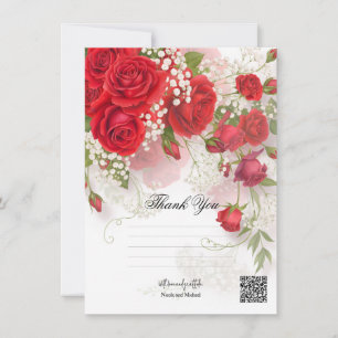 Rote Rosen & Babys Atem Elegante Florale Hochzeit Einladung