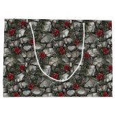 Rote Rosen Backsteine Hochzeit Große Geschenktüte (Rückseite)