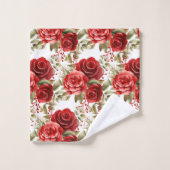 Rote Rosen Badhandtuch Set (Waschlappen)