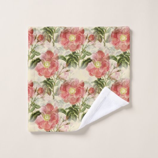 Rote Rosen Badhandtuch Set (Waschlappen)