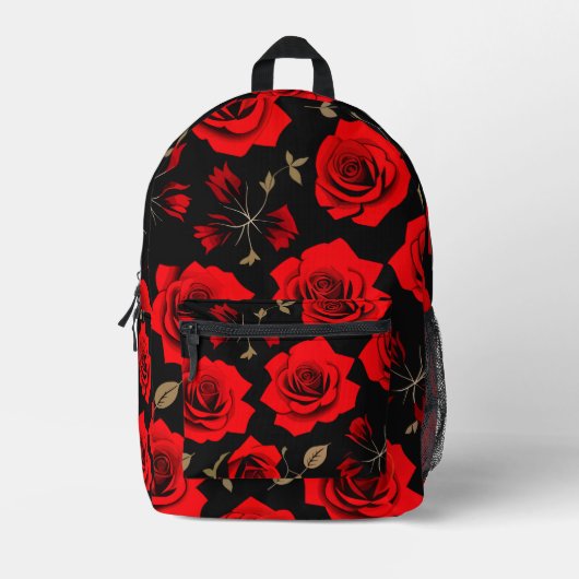 Rote Rosen Bedruckter Rucksack (Vorderseite)