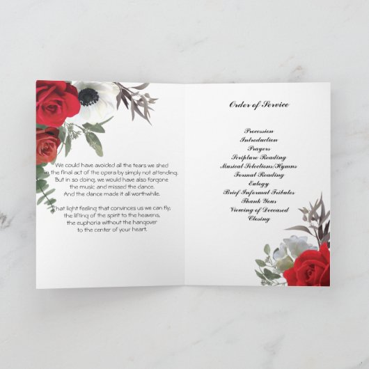 Rote Rosen Beerdigungsprogramm Programm (Innenseite)
