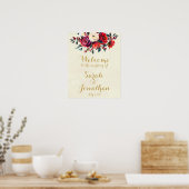 Rote Rosen Beeren Winterhochzeit Begrüßungszeichen Poster (Küche)