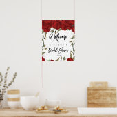 rote Rosen Begrüßungszeichen für Blumenbeete Braut Poster (Küche)