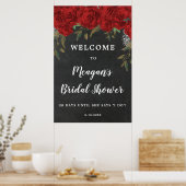 rote Rosen Begrüßungszeichen für Blumenbeete Braut Poster (Küche)