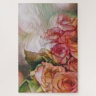 Rote Rosen bei getapptem Sonnenlicht Puzzle