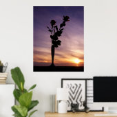 Rote Rosen bei Sonnenuntergang Poster (Heimbüro)