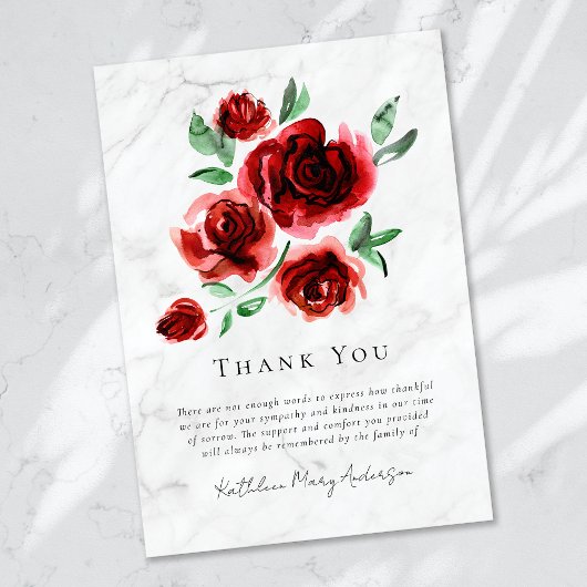 Rote Rosen Beileid Beerdigung Dankeskarte