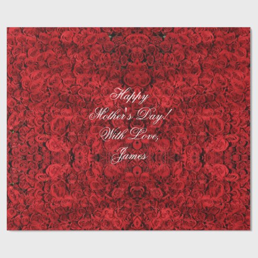 Rote Rosen Benutzerdefinierte Text glücklich Mutte Geschenkpapier (Flach)