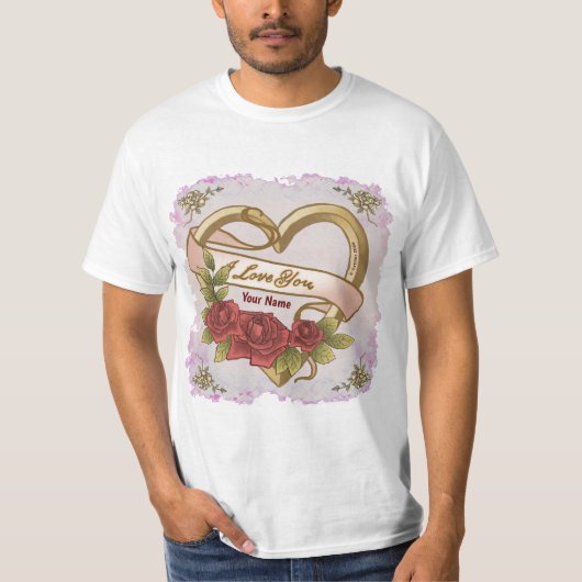 Rote Rosen Bevel Heart T - Shirt (Vorderseite)