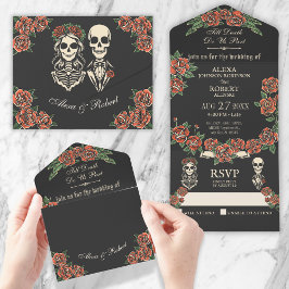 Rote Rosen Bis zum Tod teilen wir Schädelpaar All In One Einladung