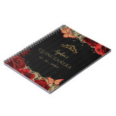 Rote Rosen Black Gold Lace Quinceañera Gästebuch Notizblock (Linke Seite)