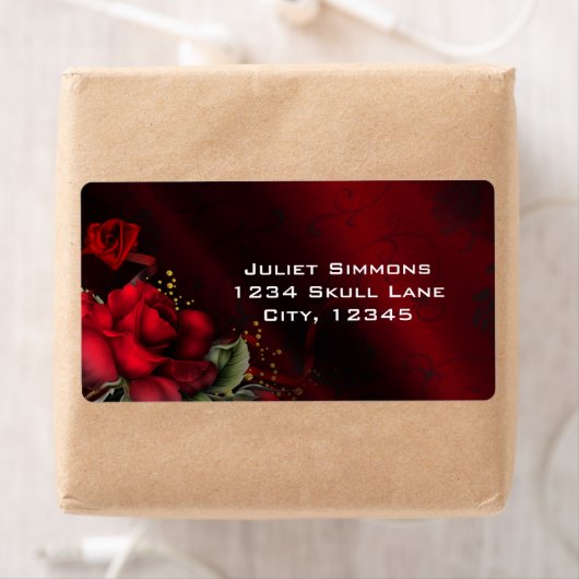 Rote Rosen Black Gothic Goth Address Labels (Insitu)