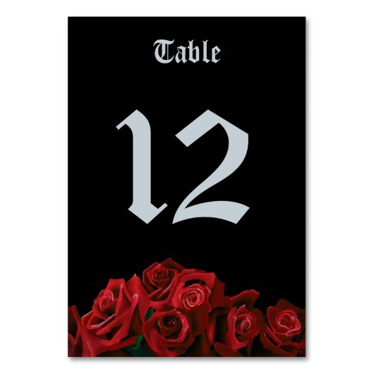 Rote Rosen Black Gothic Tischnummer (Rückseite)