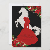 Rote Rosen & Black Mariachi/Charro Quinceanera Einladung (Rückseite)