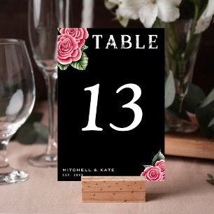 Rote Rosen Black Wedding Tischnummer