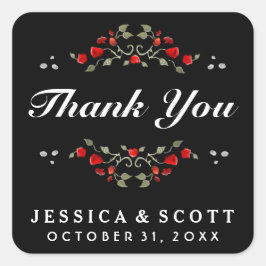 Rote Rosen Black & White Matching Wedding Vielen D Quadratischer Aufkleber