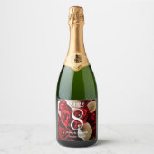 Rote Rosen Bläserne Elegante Blume Hochzeiten Schaumweinetikett (Vorderseite)