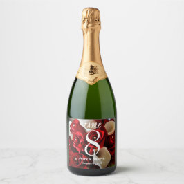 Rote Rosen Bläserne Elegante Blume Hochzeiten Schaumweinetikett