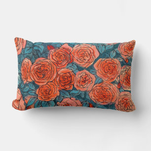 Rote Rosen, Blue Blätter Rose Garden Sommer Blume Lendenkissen