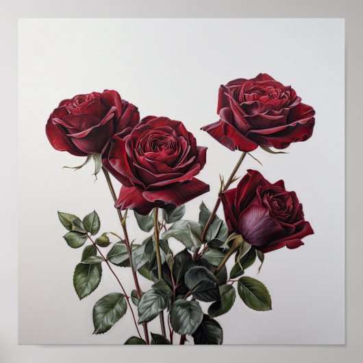 Rote Rosen Blume Art Print Poster (Vorne)