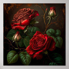 Rote Rosen Blume Art Print Poster