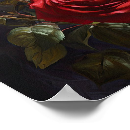Rote Rosen Blume Art Print Poster (Ecke)
