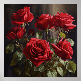 Rote Rosen Blume Art Print Poster