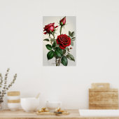 Rote Rosen Blume Art Print Poster (Küche)