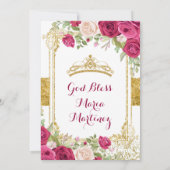 Rote Rosen Blume Gold Quinceanera Einladung (Rückseite)