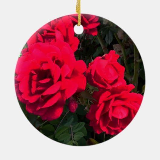 Rote Rosen Blume Keramik Ornament (Hinten)