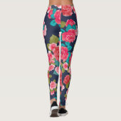 Rote Rosen Blume Leggings (Rückseite)