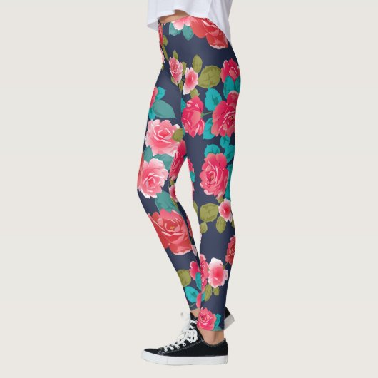 Rote Rosen Blume Leggings (Links)
