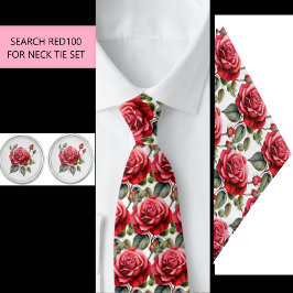 Rote Rosen Blume Neck Tie (Teil des Set) RED100 Krawatte