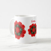 Rote Rosen Blume Personalisiert Kaffeetasse (Vorderseite Links)