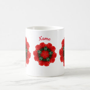 Rote Rosen Blume Personalisiert Kaffeetasse