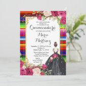 rote Rosen Blume Quinceañera Geburtstag Einladung (Stehend Vorderseite)