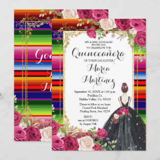rote Rosen Blume Quinceañera Geburtstag Einladung