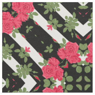 Rote Rosen Blume Schwarz-weiß bloral kaleidoskopis Stoff