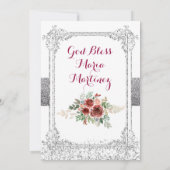 rote Rosen Blume Silver Quinceanera Einladung (Rückseite)