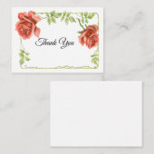 Rote Rosen Blume Vielen Dank Karten (Vorne/Hinten)